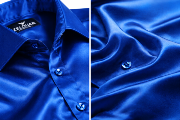 ZELQUAR Men’s Premium Satin Shirt – Royal Blue
