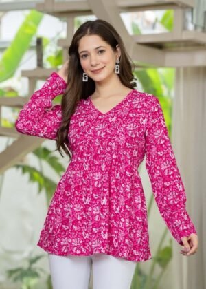 78ac71f0-e4c3-4d0b-b2a3-eb5029f9d005 ZELQUAR Pink Floral Cotton Alia Top for Women