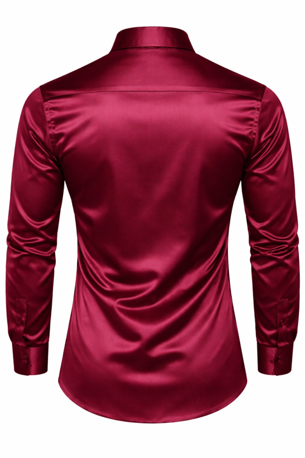 ZELQUAR™ Men’s Premium Satin Shirt – Wine Maroon