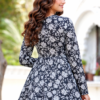 Black Floral Cotton Alia Top for Women | V-Neck Full Sleeve Casual Kurti