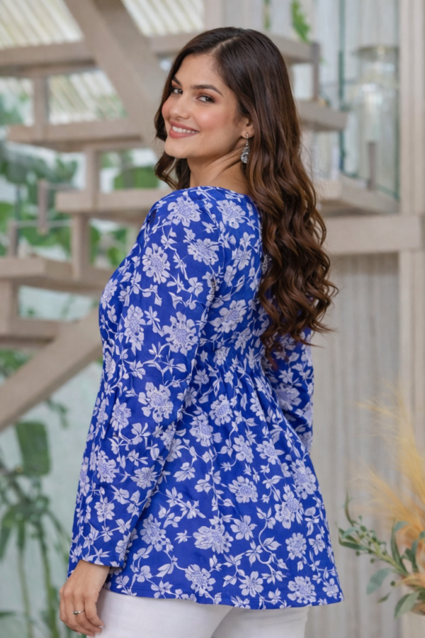 ChatGPT Image Jan 1, 2026, 05_42_28 PM ZELQUAR Blue Floral Cotton Alia Top for Women