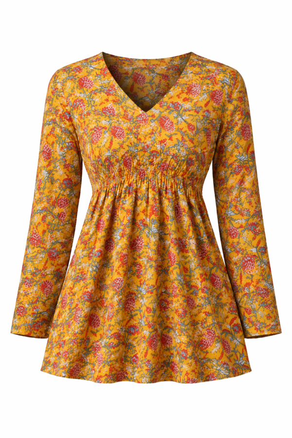 ChatGPT Image Jan 1, 2026, 06_56_08 PM ZELQUAR Mustard Floral Cotton Alia Top for Women