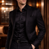 ZELQUAR™ Men’s Premium Satin Shirt – Classic Black