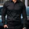 ZELQUAR™ Men’s Premium Satin Shirt – Classic Black