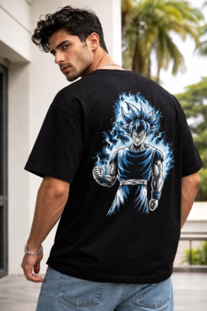 Zelquar™ Ultra Instinct Goku Oversized T-Shirt | 240 GSM French Terry Cotton | Black | Limited Edition
