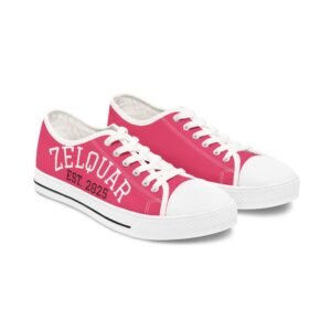 10277618883203713812_2048.jpeg ZELQUAR™ Pink 'ZELQUAR Est. 2025' Women's Low Top Sneakers — Casual Canvas Streetwear