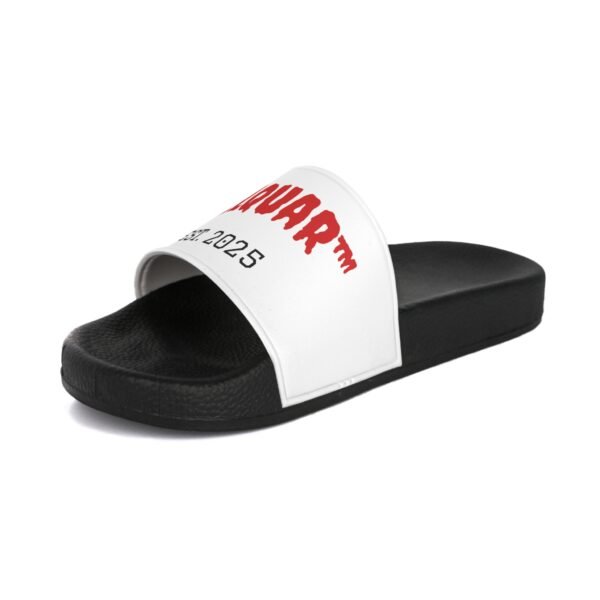 10722552505746355463_2048.jpeg ZELQUAR™ Men's Slide Sandals — White Strap with Red 'ZELOUAR' Logo & "EST. 2025"