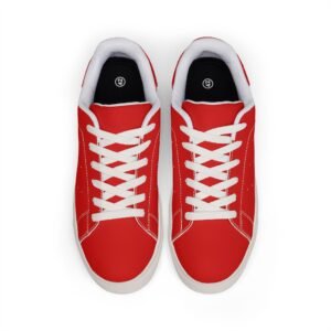 Zelquar™ Men's Red Leather Low-Top Sneakers — Classic Casual Skate Shoes