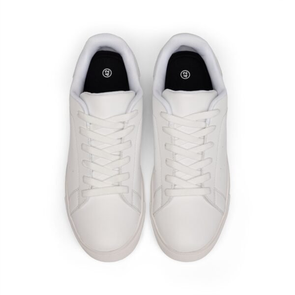 Men's White Leather Low-Top Sneakers — Classic Minimalist Casual Shoes