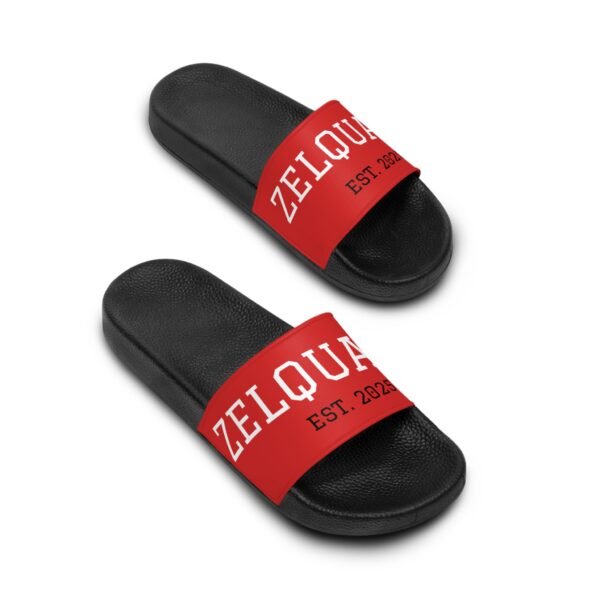 15809323080982874742_2048.jpeg ZELQUAR™ Men's Slide Sandals – Bold Red 'ZELQUAR' Strap, EST. 2025 Casual Pool & Beach Slides