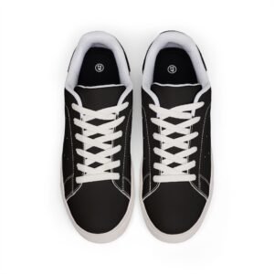 ZELQUAR™ Men's Classic Black Leather Low-Top Sneakers — Casual Everyday Comfort