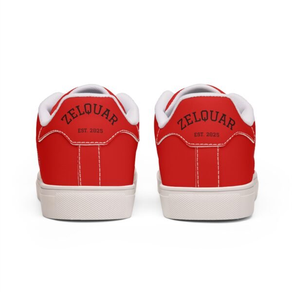 Zelquar™ Men's Red Leather Low-Top Sneakers — Classic Casual Skate Shoes