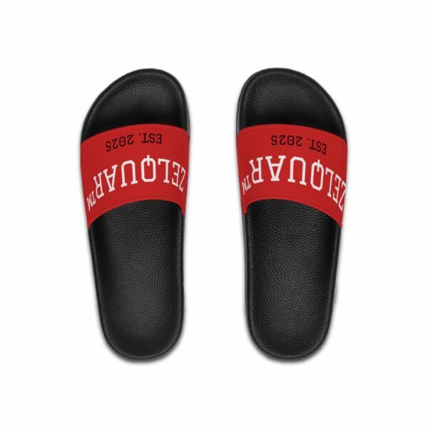 8633963063075913652_2048.jpeg ZELQUAR™ Men's Slide Sandals – Bold Red 'ZELQUAR' Strap, EST. 2025 Casual Pool & Beach Slides