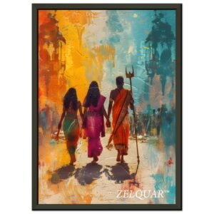 ZELQUAR™ Indian Art Premium Semi-Glossy Paper Metal Framed Poster 21x29.7 cm / 8x12"
