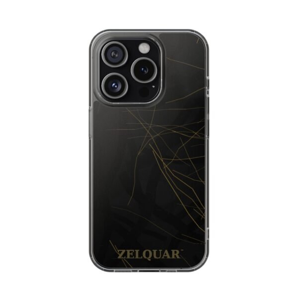 ZELQUAR™ Signature Magnetic Clear Phone Case — Black Marble Impact-Resistant with Gold 'ZELQUAR' Accent