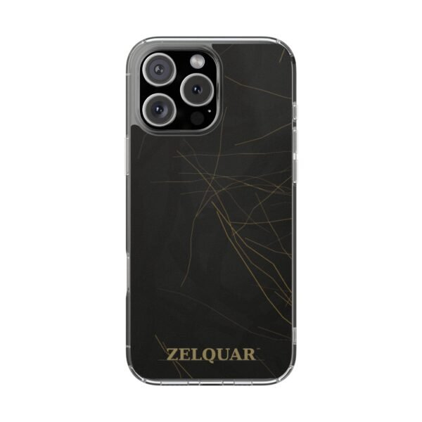 ZELQUAR™ Signature Magnetic Clear Phone Case — Black Marble Impact-Resistant with Gold 'ZELQUAR' Accent