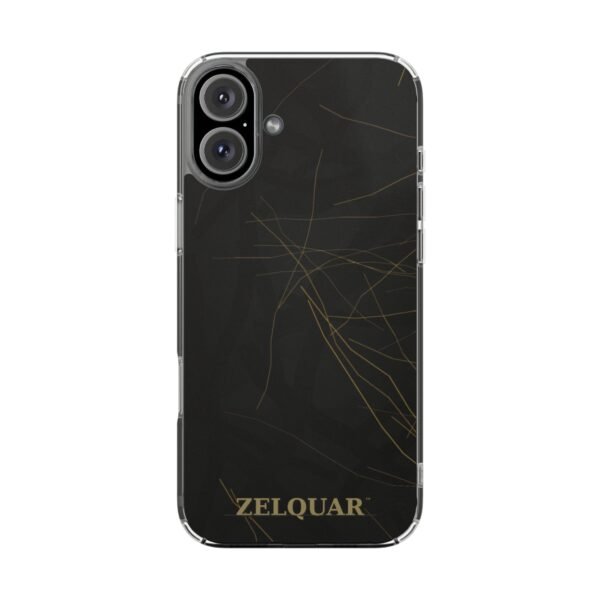 ZELQUAR™ Signature Magnetic Clear Phone Case — Black Marble Impact-Resistant with Gold 'ZELQUAR' Accent