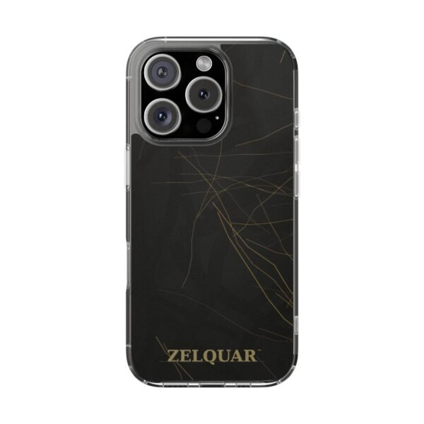 ZELQUAR™ Signature Magnetic Clear Phone Case — Black Marble Impact-Resistant with Gold 'ZELQUAR' Accent