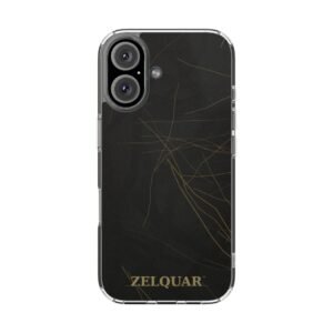 ZELQUAR™ Signature Magnetic Clear Phone Case — Black Marble Impact-Resistant with Gold 'ZELQUAR' Accent