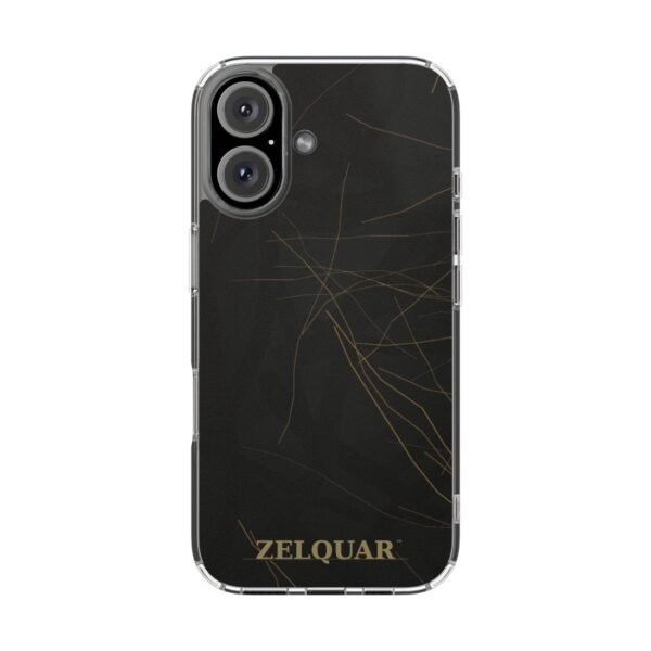 ZELQUAR™ Signature Magnetic Clear Phone Case — Black Marble Impact-Resistant with Gold 'ZELQUAR' Accent