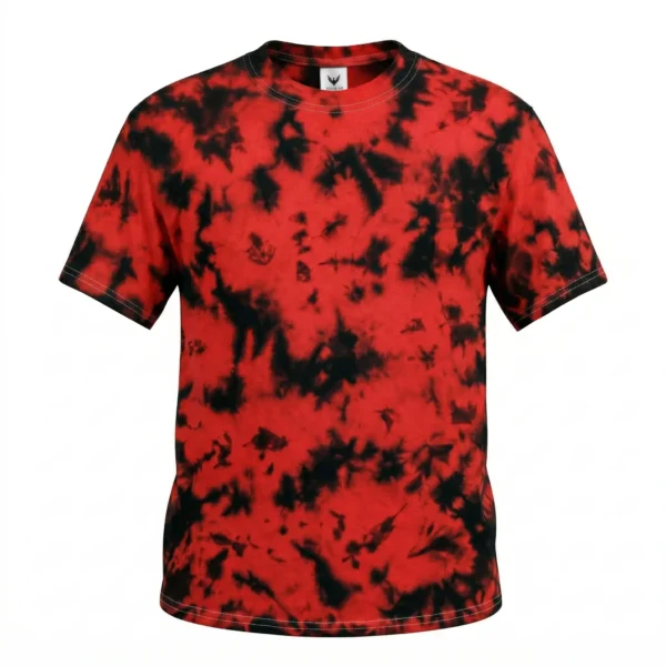 5908306_cc2e31_274.webp ZELQUAR™ Crystal Red & Black Wash Tee | Premium 180 GSM Cotton Tie-Dye T-Shirt