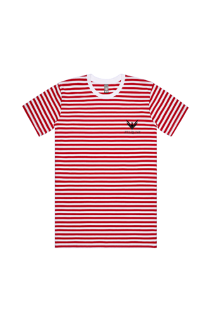 ZELQUAR™ Premium Striped Crew Neck T-Shirt White Red Stripe Tee