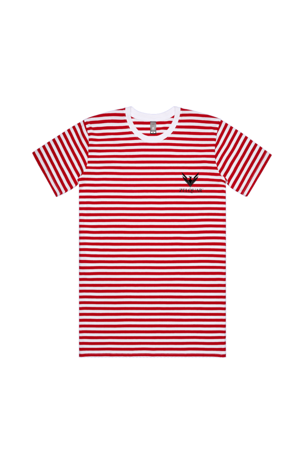 ZELQUAR™ Premium Striped Crew Neck T-Shirt White Red Stripe Tee