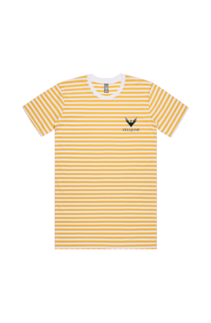 ZELQUAR™ Premium Striped Crew Neck T-Shirt White Yellow Stripe Tee