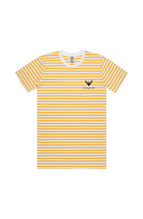 ZELQUAR™ Premium Striped Crew Neck T-Shirt White Yellow Stripe Tee