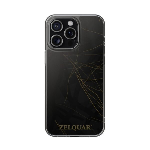 ZELQUAR™ Signature Magnetic Clear Phone Case — Black Marble Impact-Resistant with Gold 'ZELQUAR' Accent