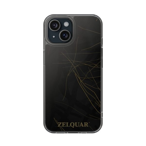 ZELQUAR™ Signature Magnetic Clear Phone Case — Black Marble Impact-Resistant with Gold 'ZELQUAR' Accent