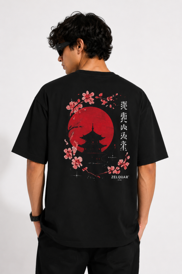 ZELQUAR™ Sakura Temple 7.5 oz Premium Oversized Streetwear T-Shirt