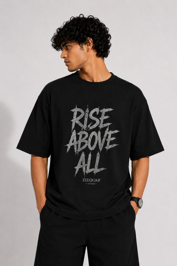 ZELQUAR™ Rise Above All Oversized Heavyweight T-Shirt – 8 oz Premium Streetwear Tee