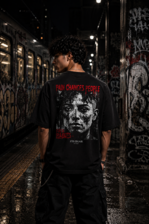 ZELQUAR™ "Pain Changes People" Oversized Heavyweight T-Shirt – 7.5 oz Premium Streetwear Tee