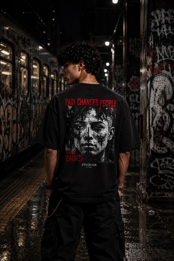 ZELQUAR™ "Pain Changes People" Oversized Heavyweight T-Shirt – 7.5 oz Premium Streetwear Tee
