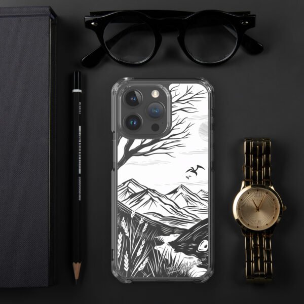 ZELQUAR™ Minimal Nature Landscape MagSafe® clear case for iPhone® | Premium Mountain Art