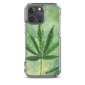 ZELQUAR™ Emerald Leaf MagSafe iPhone Case | Botanical Minimalist Transparent Protective Cover