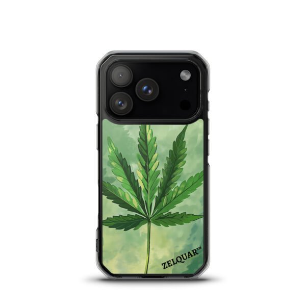 ZELQUAR™ Emerald Leaf MagSafe iPhone Case | Botanical Minimalist Transparent Protective Cover